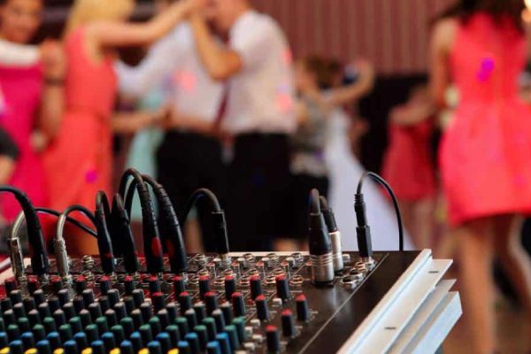 An Image Of Sound System In A Corporate Party.