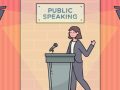 An Animatic Image of A Girl Speaking In A Political Press Meet.